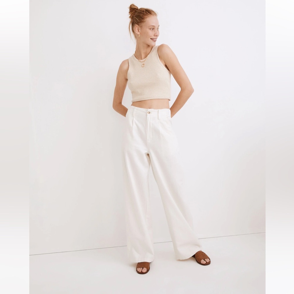 Madewell Cotton-Linen Pleated Wide-Leg Pants